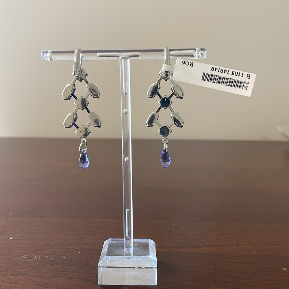 MARIANA, Made in Israel, Chandelier earrings, Navy Genuine Swarovski Crystal - Picture 5 of 5
